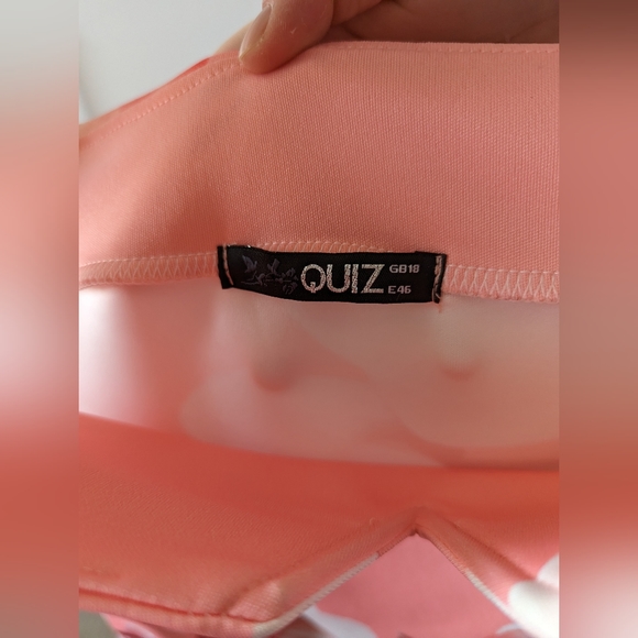 Quiz Pink W/White Flowers Off-the-shoulder Dress Size 18 - Picture 5 of 6